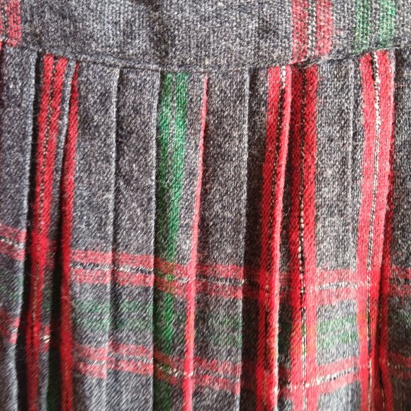 Vintage Women's Skirt Pleated 27W 1950s Shadow Plaid Sock Hop Wool Atomic 27" Sm - Picture 4 of 8